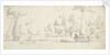 Ships and yachts saluting as barges pull away by Willem van de Velde the Elder