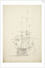 A Dutch ship bending sails by Willem Van de Velde the Younger