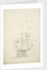 A Dutch ship bending sails by Willem Van de Velde the Younger