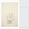 A Dutch ship bending sails by Willem Van de Velde the Younger