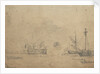 The launch of an English three-decker by Willem Van de Velde the Younger