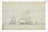 A flagship close-hauled on the starboard tack by Willem Van de Velde the Younger