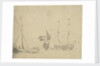 A boeier at a pier and a Dutch ship at anchor by Willem Van de Velde the Younger