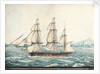 Florentia Captn Wimble. Passing through Telleberry Roads Feby 1st 1825 Coast of Malabar by Neve