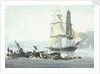 HMS sloop 'Speedy' falling in with the wreck of 'Queen Charlotte', 21 March 1800 at Leghorn by unknown