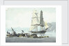 HMS sloop 'Speedy' falling in with the wreck of 'Queen Charlotte', 21 March 1800 at Leghorn by unknown