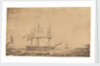 HMS 'Barham' dropping out of Sheerness Harbour, 7th February 1836 by Francis Byron