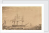 HMS 'Barham' dropping out of Sheerness Harbour, 7th February 1836 by Francis Byron
