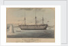 HMS 'Cambridge' Gunnery ship at Devonport, firing a torpedo by H. M. Currie & Son (publishers)