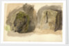 Studies of lichen covered boulder and a stone block (on reverse) by John Brett