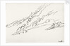 Sketch of hilly wooded landscape (on reverse and inverted) by John Brett