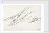 Sketch of hilly wooded landscape (on reverse and inverted) by John Brett