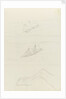 Two slight sketches of a two masted sailing craft and one of a horse's hind leg by John Brett