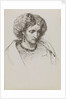 Head and shoulders portrait sketch of woman with eyes downcast by John Brett