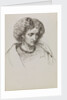 Head and shoulders portrait sketch of woman with eyes downcast by John Brett