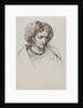 Head and shoulders portrait sketch of woman with eyes downcast by John Brett