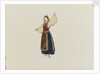Sketch of a girl in traditional costume (inverted) by John Brett