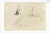 Two rough coastal profile sketches, one with a sailing vessel by John Brett
