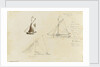 Two rough coastal profile sketches, one with a sailing vessel by John Brett