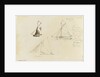 Two rough coastal profile sketches, one with a sailing vessel by John Brett