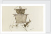 Sketch of sailing vessel with square sails - unfinished (on reverse) by John Brett