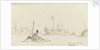 Sketch of SS Inchmore and tug in Woolwich Reach (on reverse) by Nelson Dawson