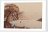 View of a coastal city with tree and figures in the foreground by Harry Edmund Edgell