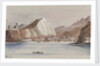 View of coastal town with mountains behind by Harry Edmund Edgell