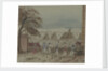 Canton. View from inside a fort showing guards looking out over sea with a pagoda on a small island by Harry Edmund Edgell