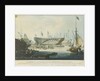 The Launch of the Honourable East India Company's Ship 'Edinburgh' from the dock yard of Messrs Wigrams & Green Blackwall with a view of the ship 'Abercrombie Robinson' on the stocks by William John Huggins