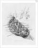 Eleven figures in a lifeboat going out to vessels in a rough sea by William Miller