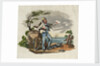 Sailor leaning on anchor with foot on gun barrel, holding paper in left hand by unknown