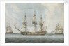 74-gun ship in the Solent by Dominic Serres the Elder