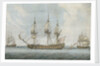 74-gun ship in the Solent by Dominic Serres the Elder