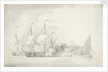 Dutch men of war firing a salute? by Willem van de Velde the Elder