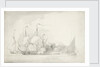 Dutch men of war firing a salute? by Willem van de Velde the Elder