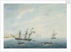 No.1. Thetis on shore near Currituck Inlet, North Carolina Dec 23rd 1794... Cleopatra at anchor near her. Thisbe and Lynx answering private signals by George Tobin