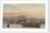 The Baltic fleet at night with ship's boats in the foreground by John Wilson Carmichael