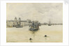 'Greenwich', with a dredger on moorings off the Royal Naval College, Greenwich Hospital by Jules Lessore