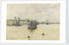 'Greenwich', with a dredger on moorings off the Royal Naval College, Greenwich Hospital by Jules Lessore