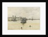 'Greenwich', with a dredger on moorings off the Royal Naval College, Greenwich Hospital by Jules Lessore