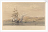 H.M.S. 'Highflyer' Captn John Moore C.B. &c. at anchor off Soukoum Kaleh-Abasia, Omar Pasha leaving the Ship, October 1855 by Oswald Walters Brierly (artist); Thomas Picken (engraver); Day & Son (printers); Paul & Dominic P & D Colnaghi & Co (publishers); Goupil & Co (publishers)