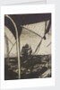 Distant sailing vessel seen through rigging by John Everett