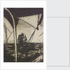 Distant sailing vessel seen through rigging by John Everett
