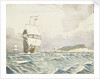 Sailing vessels approaching with island to port (2) by John Everett