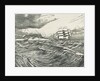 Square-rigger with all sails set passsing land by John Everett
