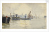 Sketch of various sailing vessels on the Thames at Greenwich (verso) by John Everett