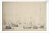 A crowded harbour with Dutch ships, smalschips and other craft by Willem van de Velde the Elder