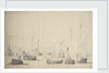 A crowded harbour with Dutch ships, smalschips and other craft by Willem van de Velde the Elder