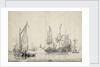 A kaag with a Dutch frigate drying sails by Willem van de Velde the Elder